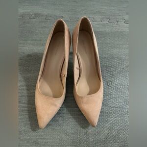 Zara Nude Suede Pointed Toe Pumps